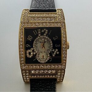 Gossip Gold and Black Watch with Crystal Accents.